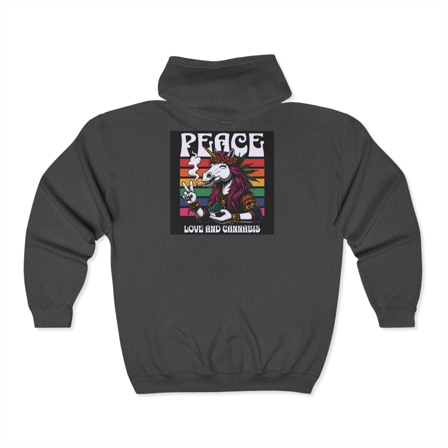 Peace, Love, and Cannabis Hoodie - Unisex Full Zip Sweatshirt