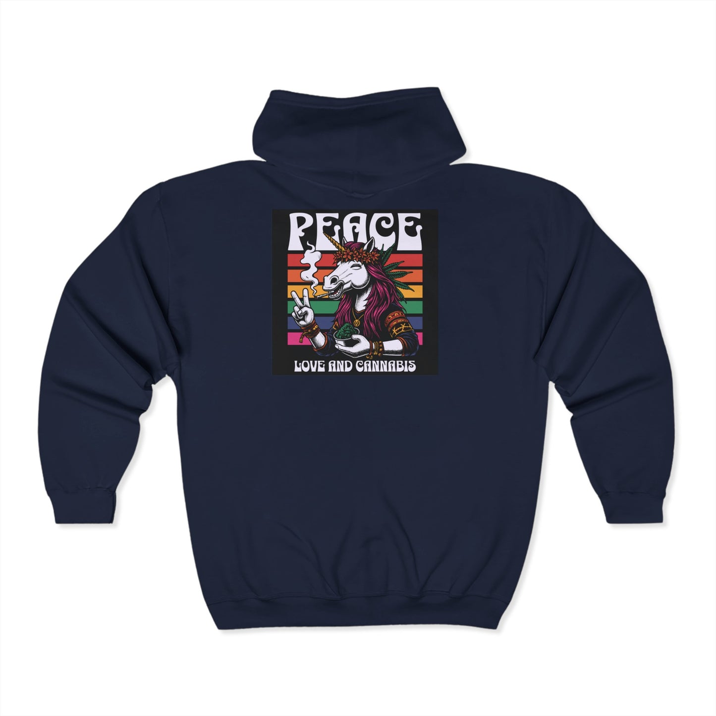 Peace, Love, and Cannabis Hoodie - Unisex Full Zip Sweatshirt