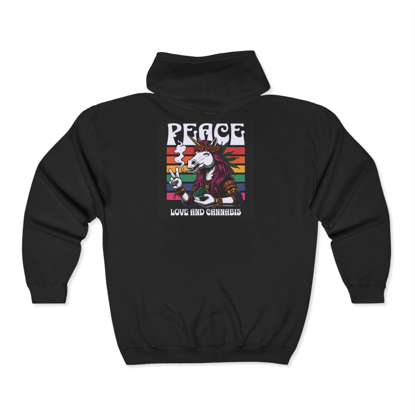 Peace, Love, and Cannabis Hoodie - Unisex Full Zip Sweatshirt
