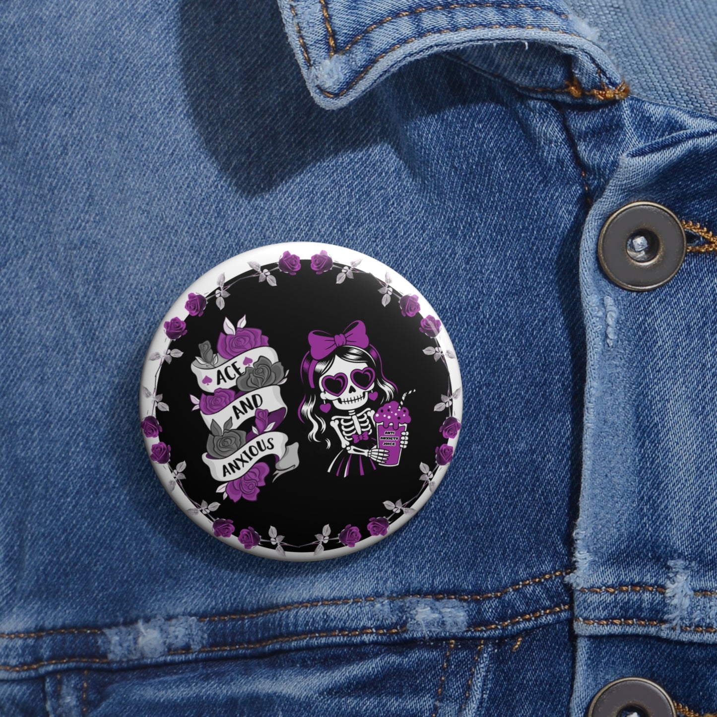 Ace and Anxious pinback button