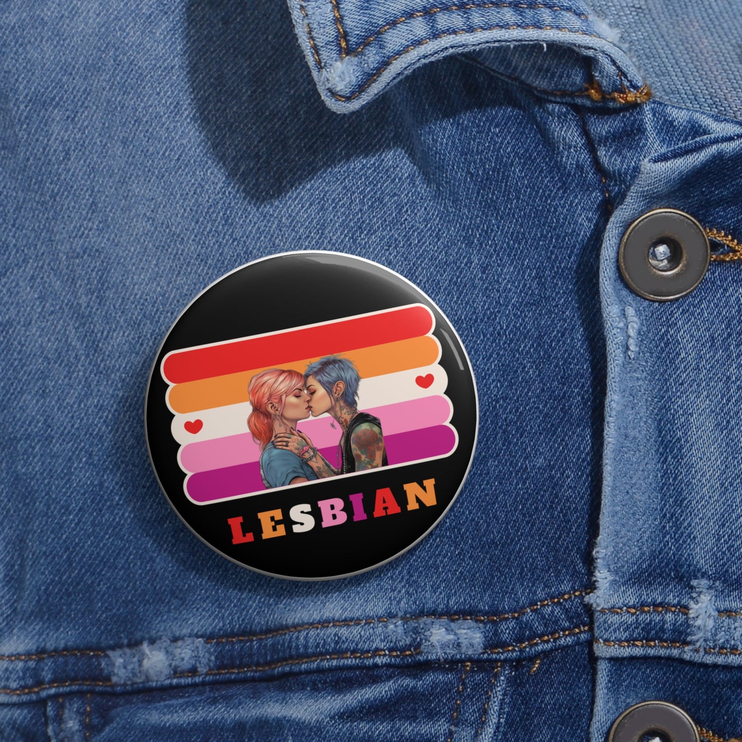 Lesbian pride pinback button