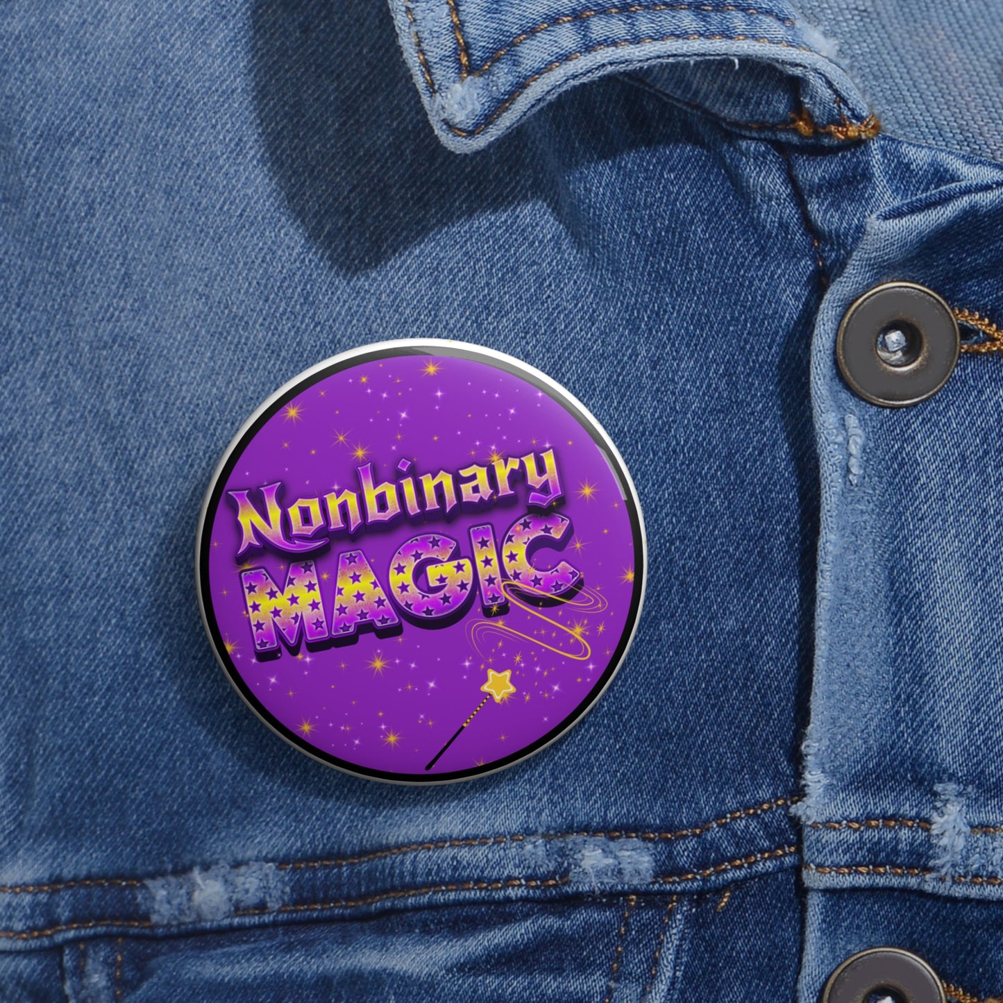 Nonbinary magic pinback button
