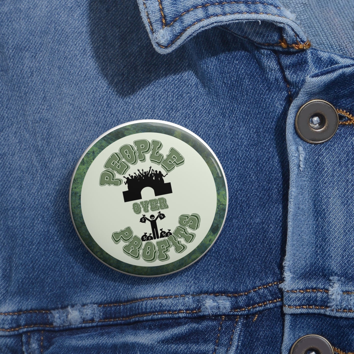 People Over Profits pinback button