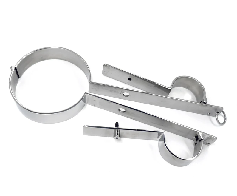 Metal Bondage Shrew's Fiddle for Neck and Hands