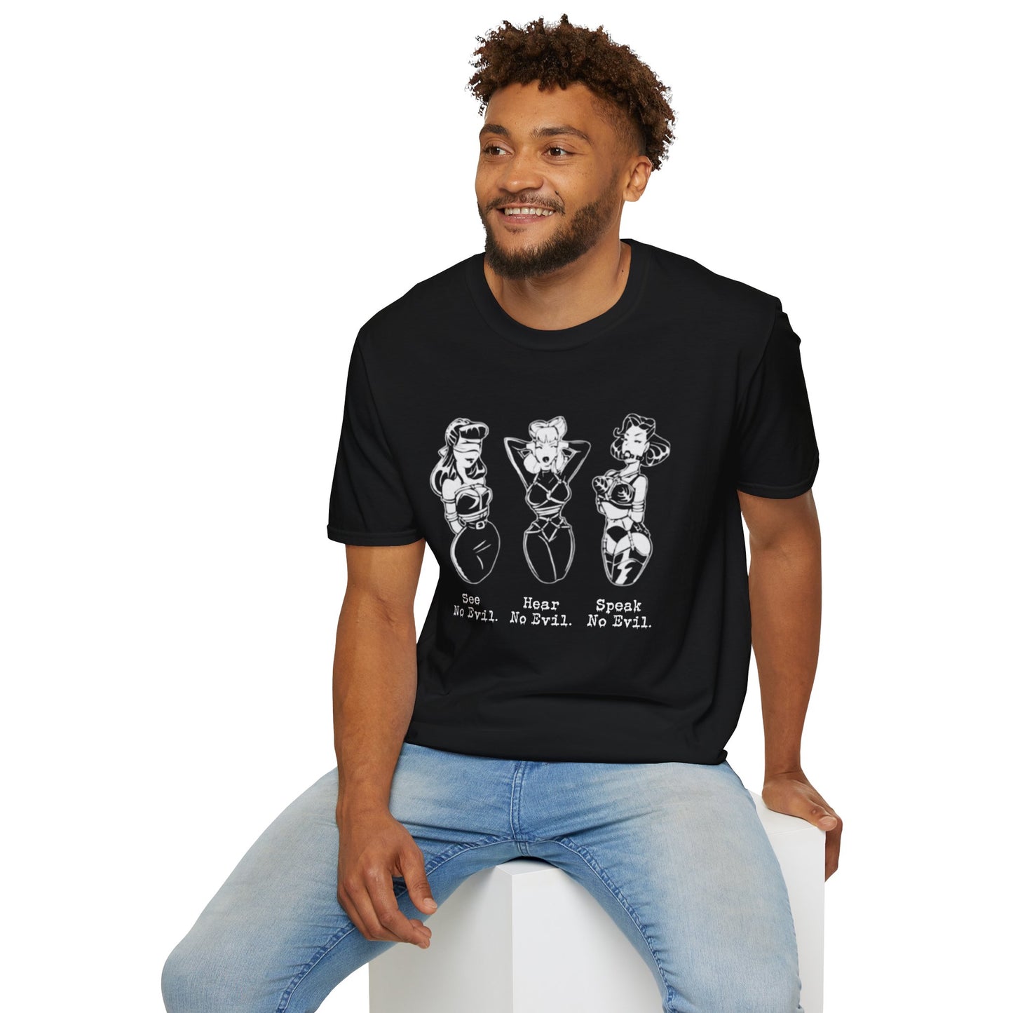 See, Hear, Speak No Evil Unisex Softstyle T-Shirt