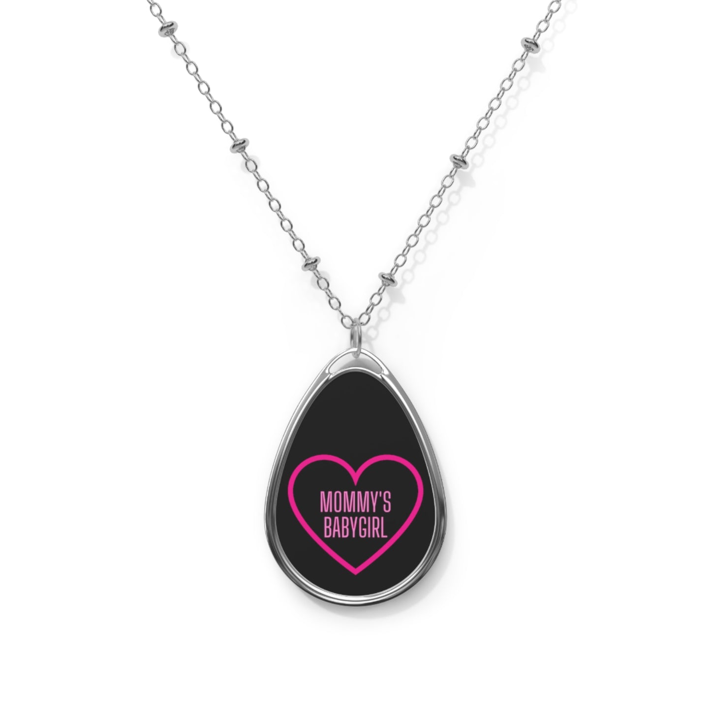 Oval Mommy's Babygirl Necklace (black)