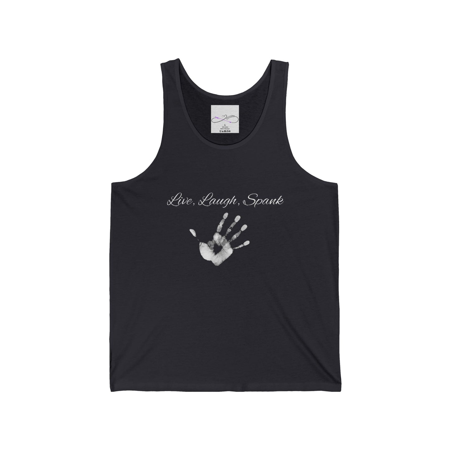 Live, Laugh, Spank Unisex Jersey Tank