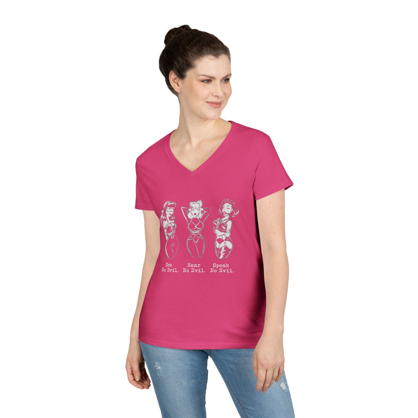 See, Hear, Speak No Evil Ladies' V-Neck T-Shirt