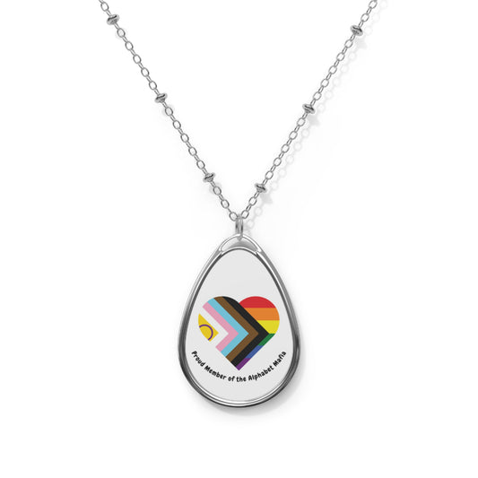 Oval Proud Member of the Alphabet Mafia Necklace (White)