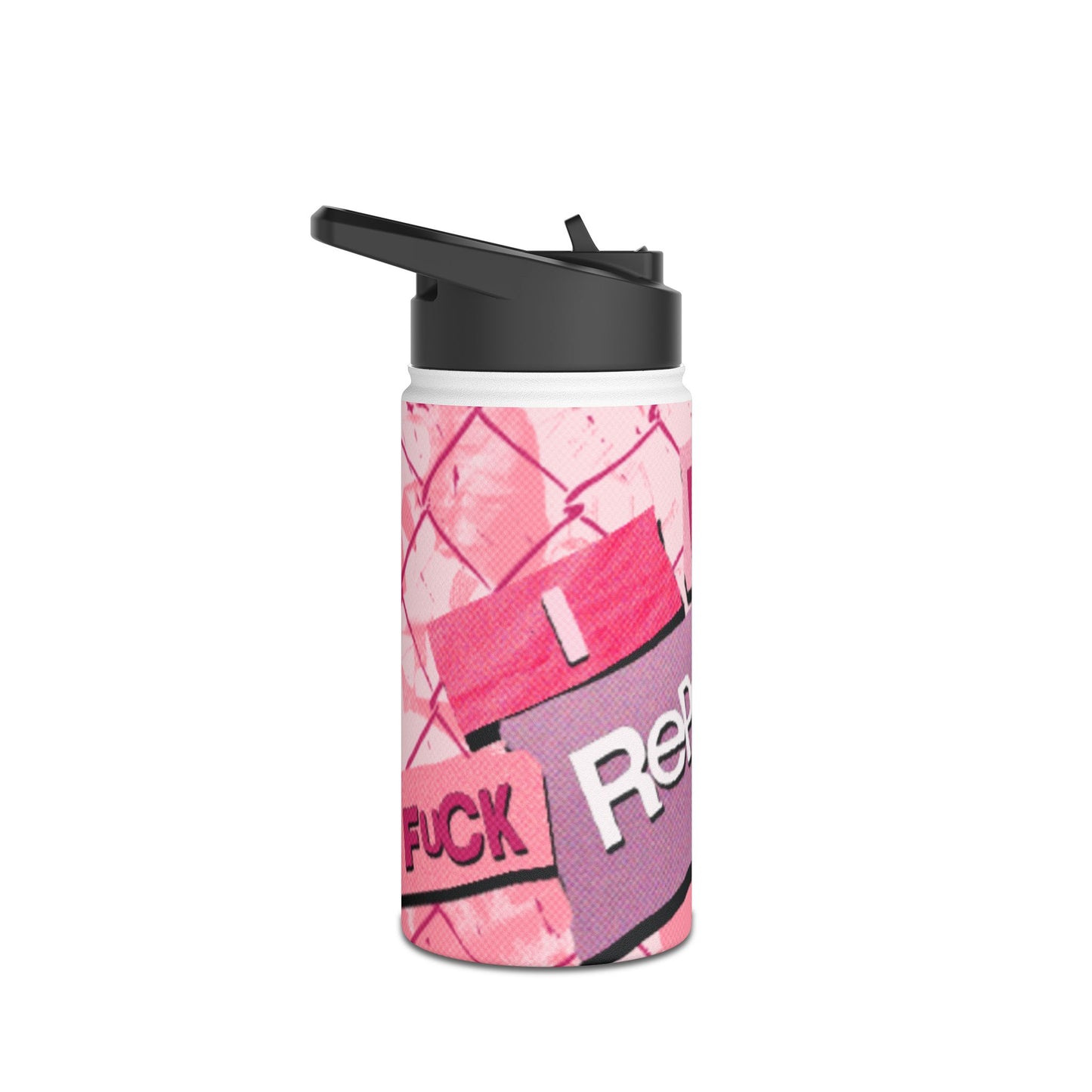 Bold Statement Stainless Steel Water Bottle, Unique Gift for Protesters, Motivational Hydration, Eco-Friendly Water Bottle, Fun Pink Design