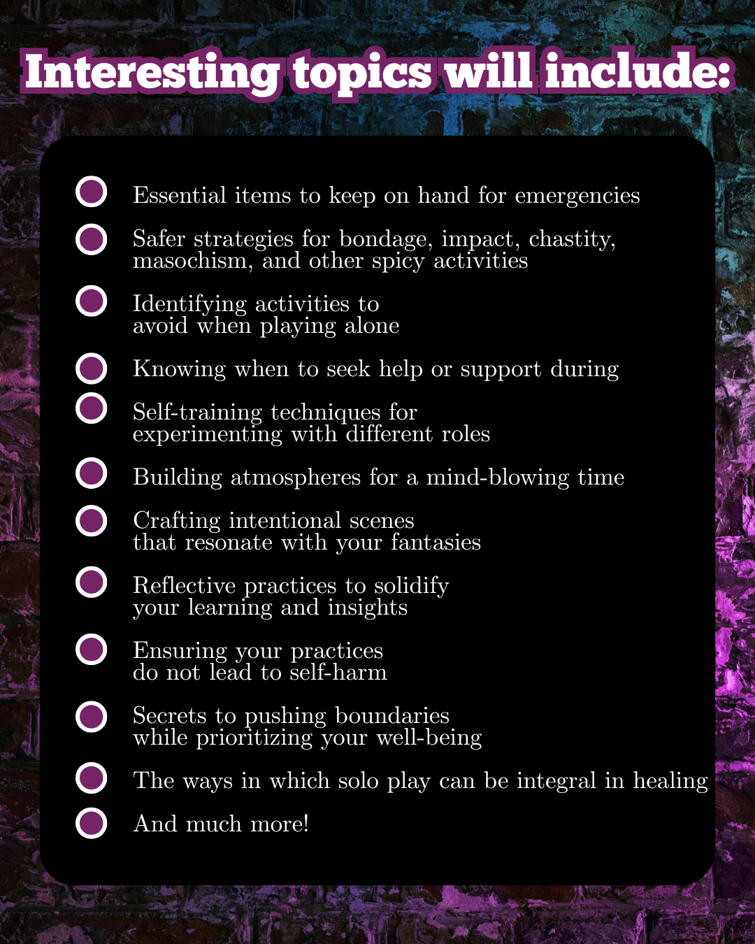 Safety Conscious BDSM for Solo Adventures