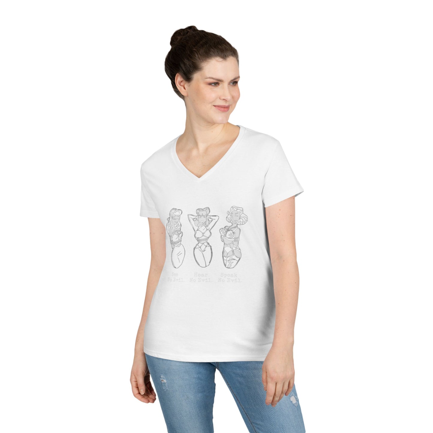 See, Hear, Speak No Evil Ladies' V-Neck T-Shirt