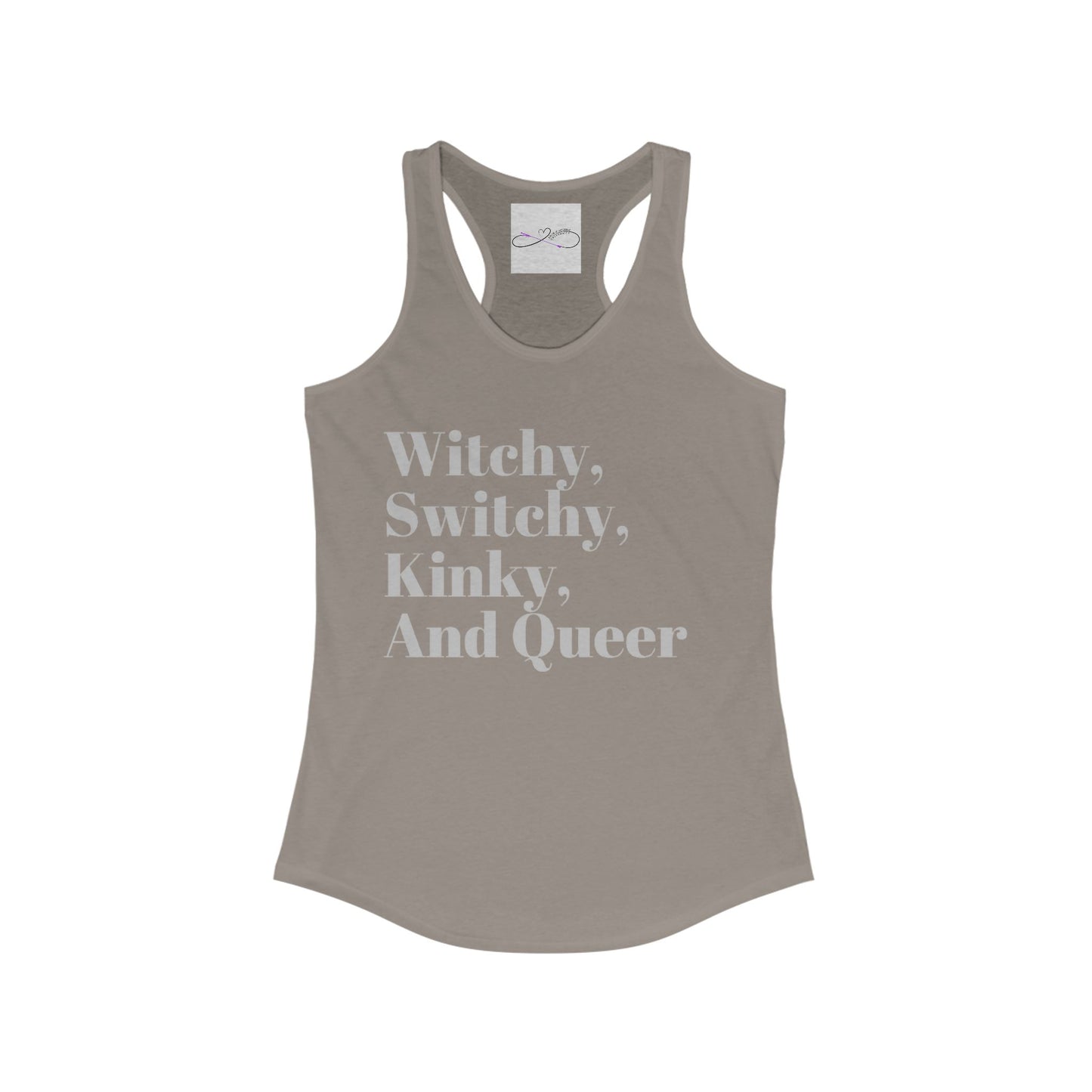 Witchy, Switchy, Kinky, and Queer Women's Racerback Tank