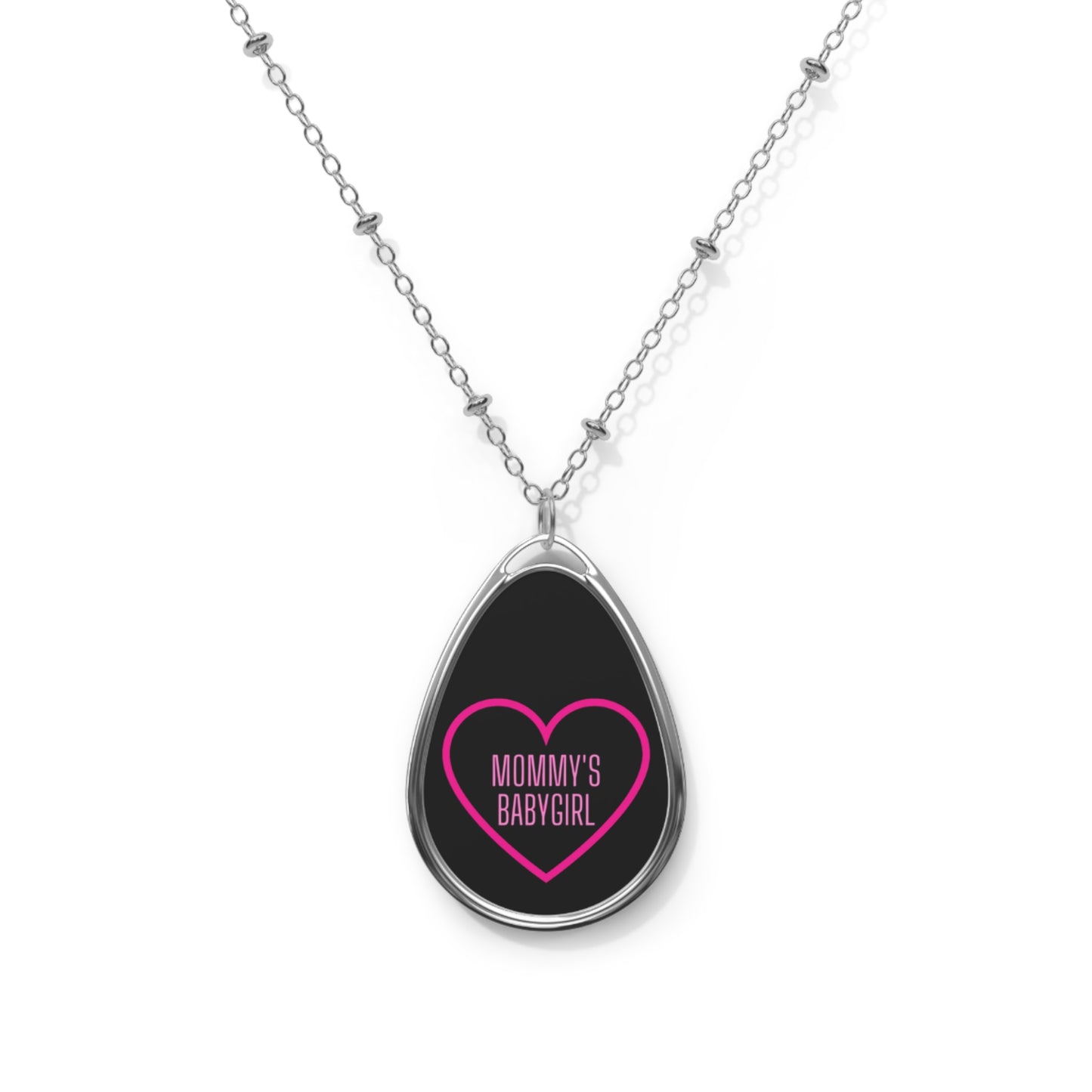 Oval Mommy's Babygirl Necklace (black)