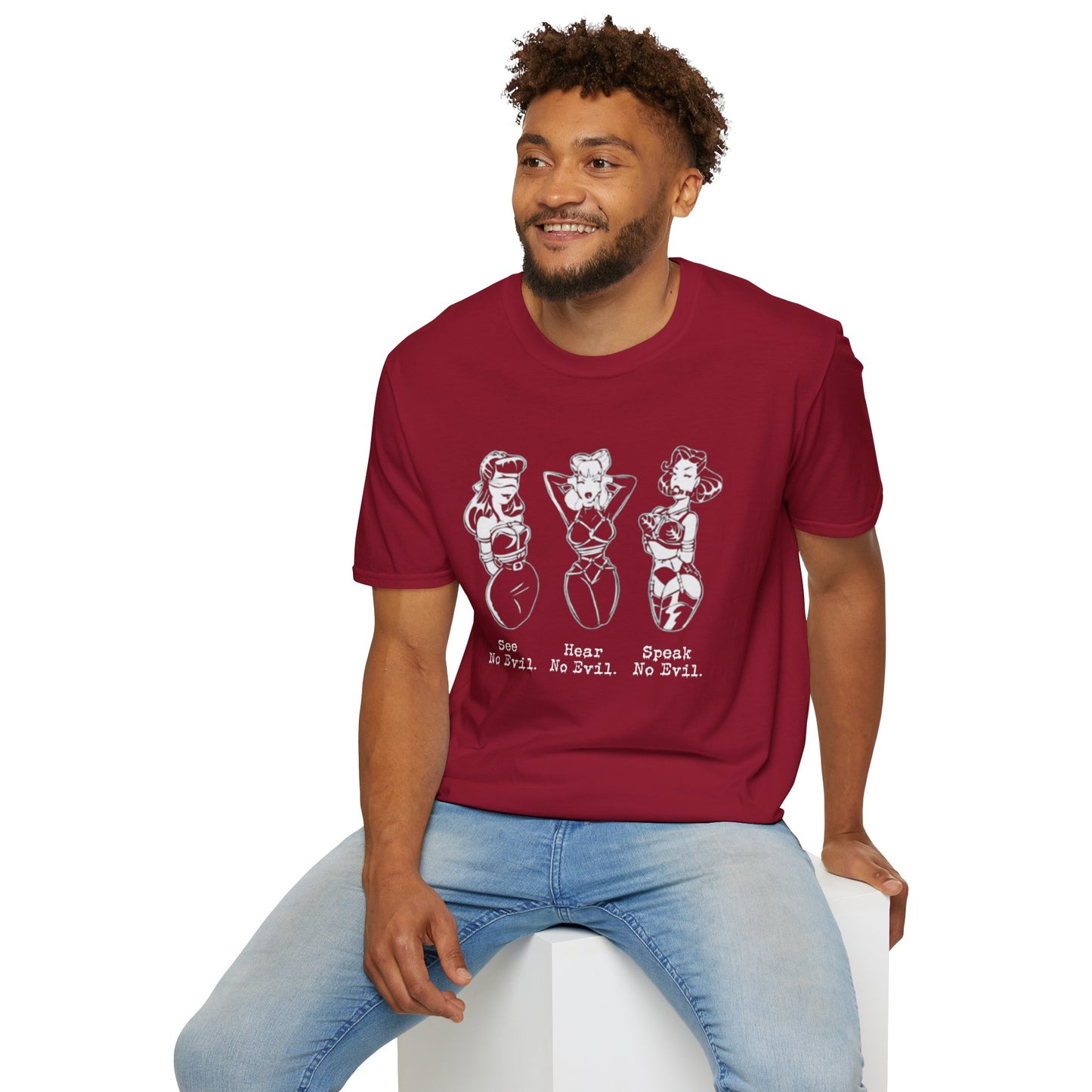 See, Hear, Speak No Evil Unisex Softstyle T-Shirt