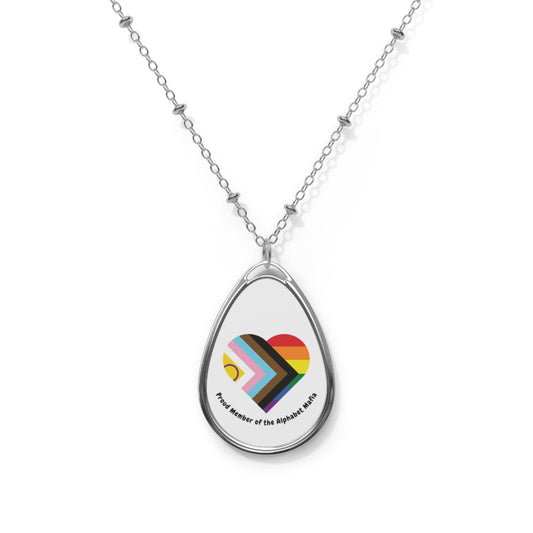 Oval Proud Member of the Alphabet Mafia Necklace (White)