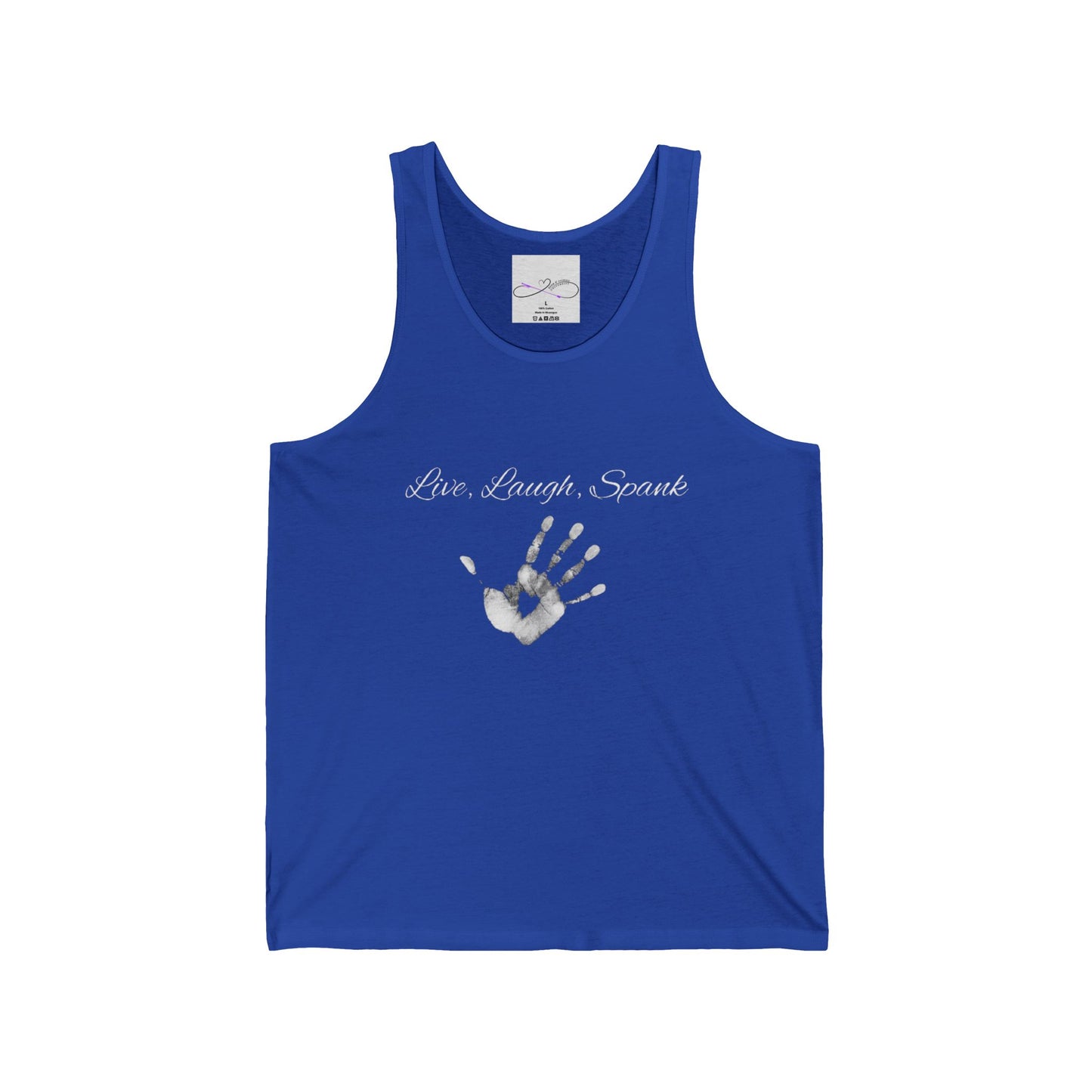 Live, Laugh, Spank Unisex Jersey Tank