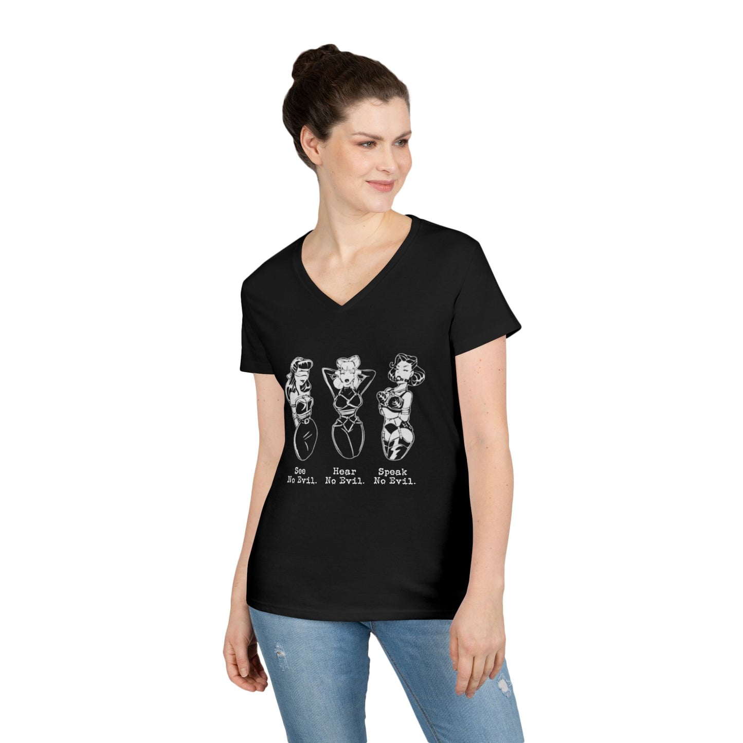 See, Hear, Speak No Evil Ladies' V-Neck T-Shirt