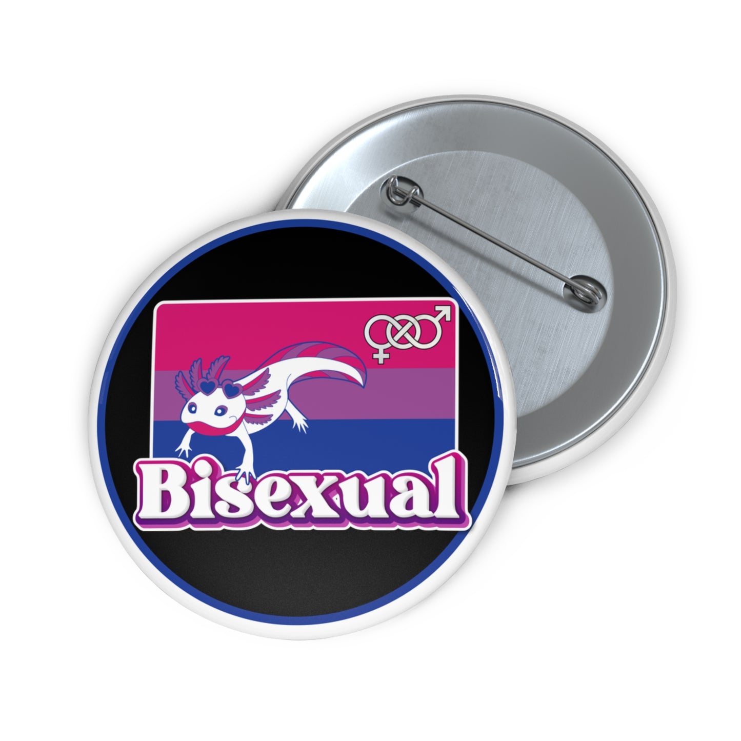 Bisexual pride axolotl pinback button