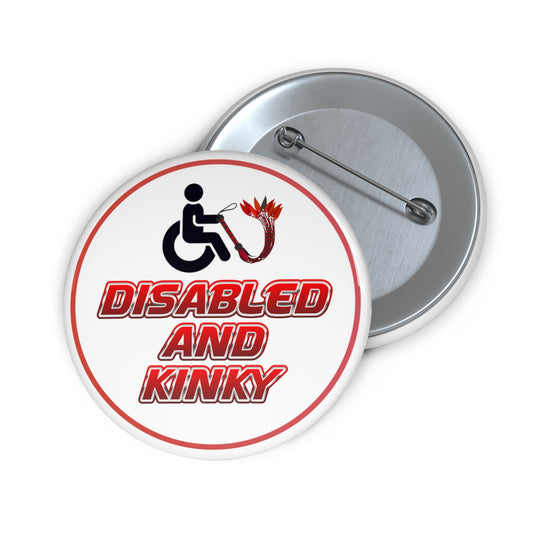 Disabled and kinky pinback button