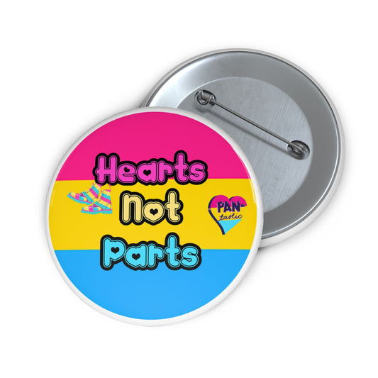 Hearts not parts pinback button
