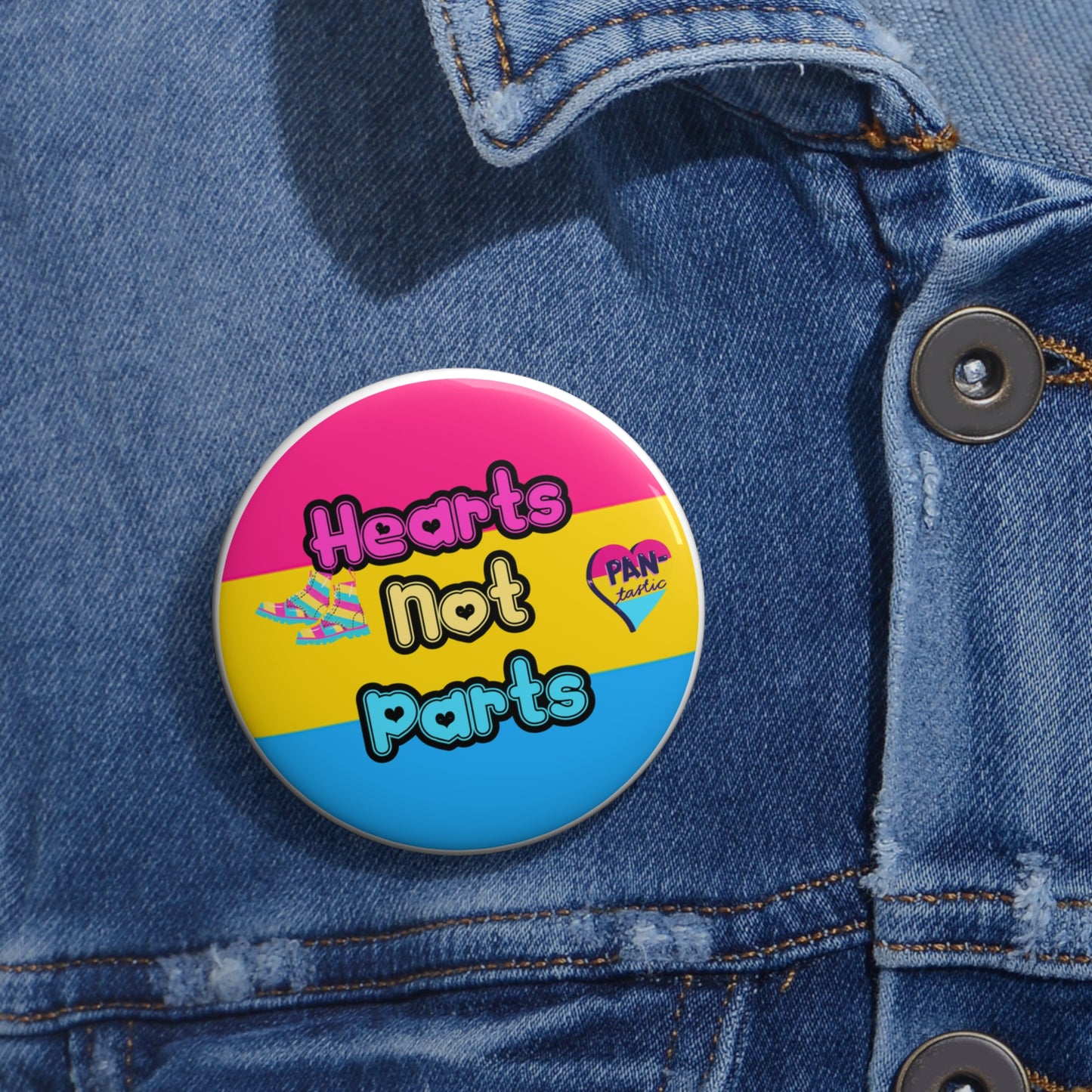 Hearts not parts pinback button