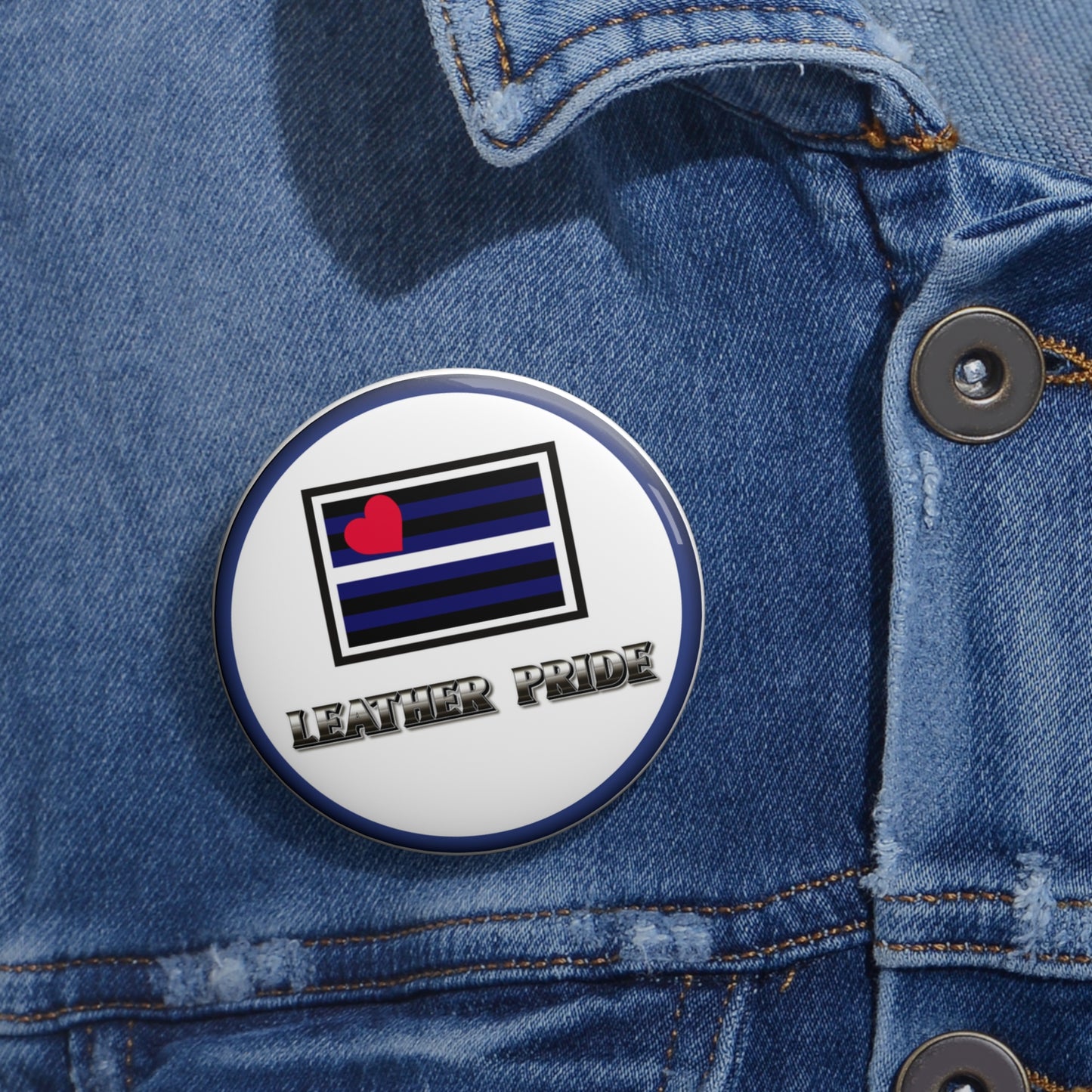 Leather pride pinback button