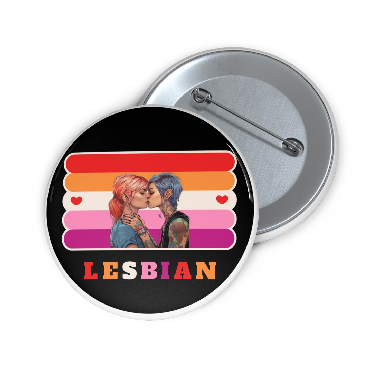 Lesbian pride pinback button