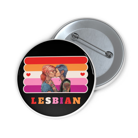 Lesbian pride pinback button