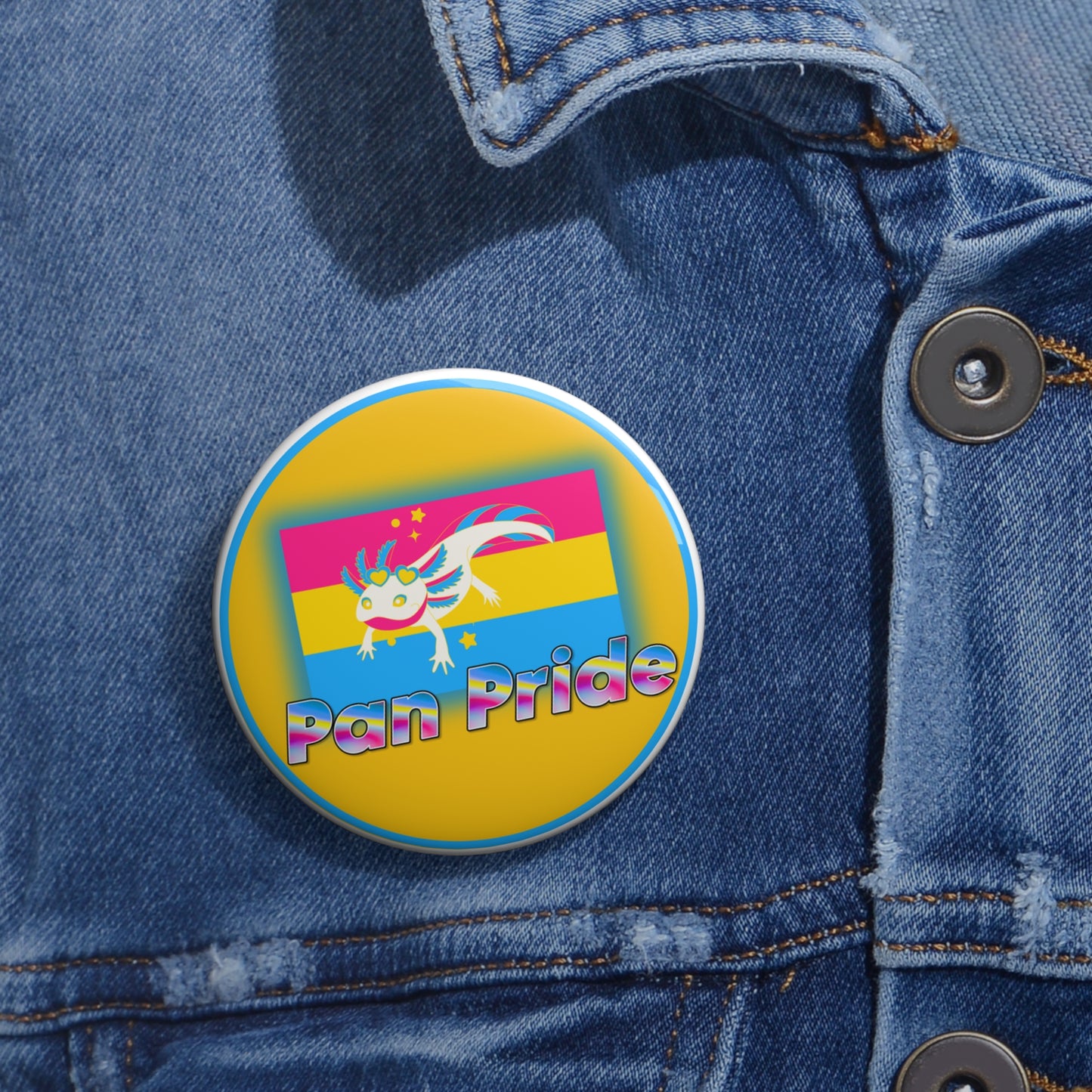 Pansexual pride axolotl pinback button