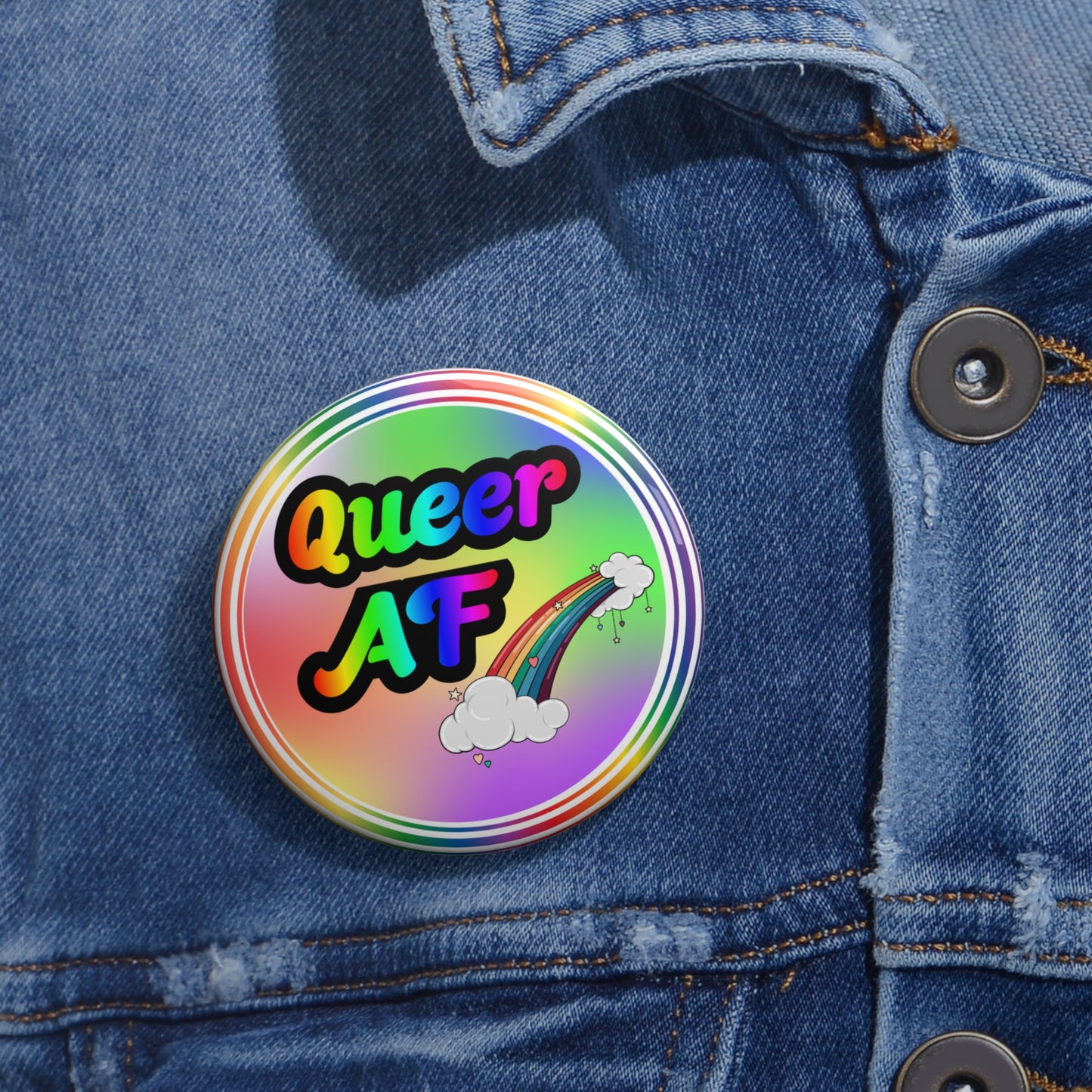 Queer AF pinback button