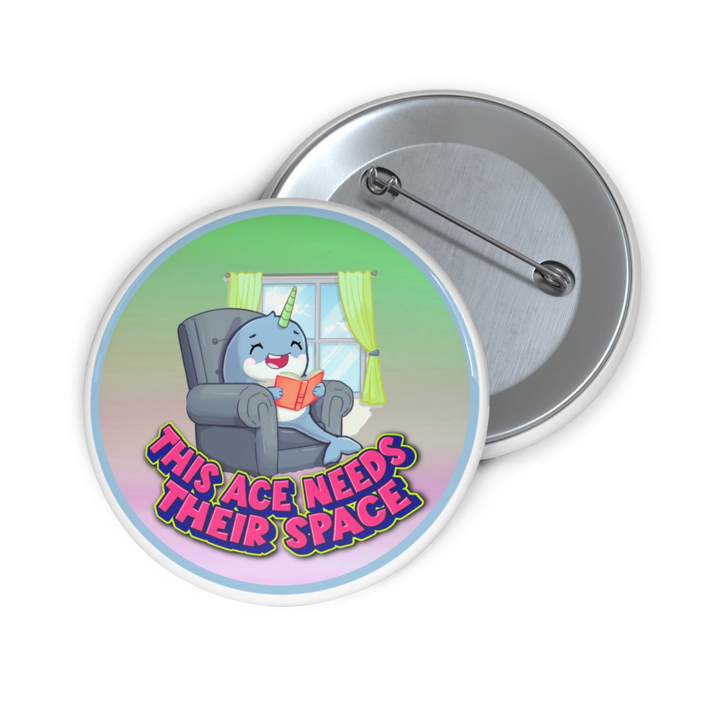 This Ace Needs Their Space Narwhal pinback button