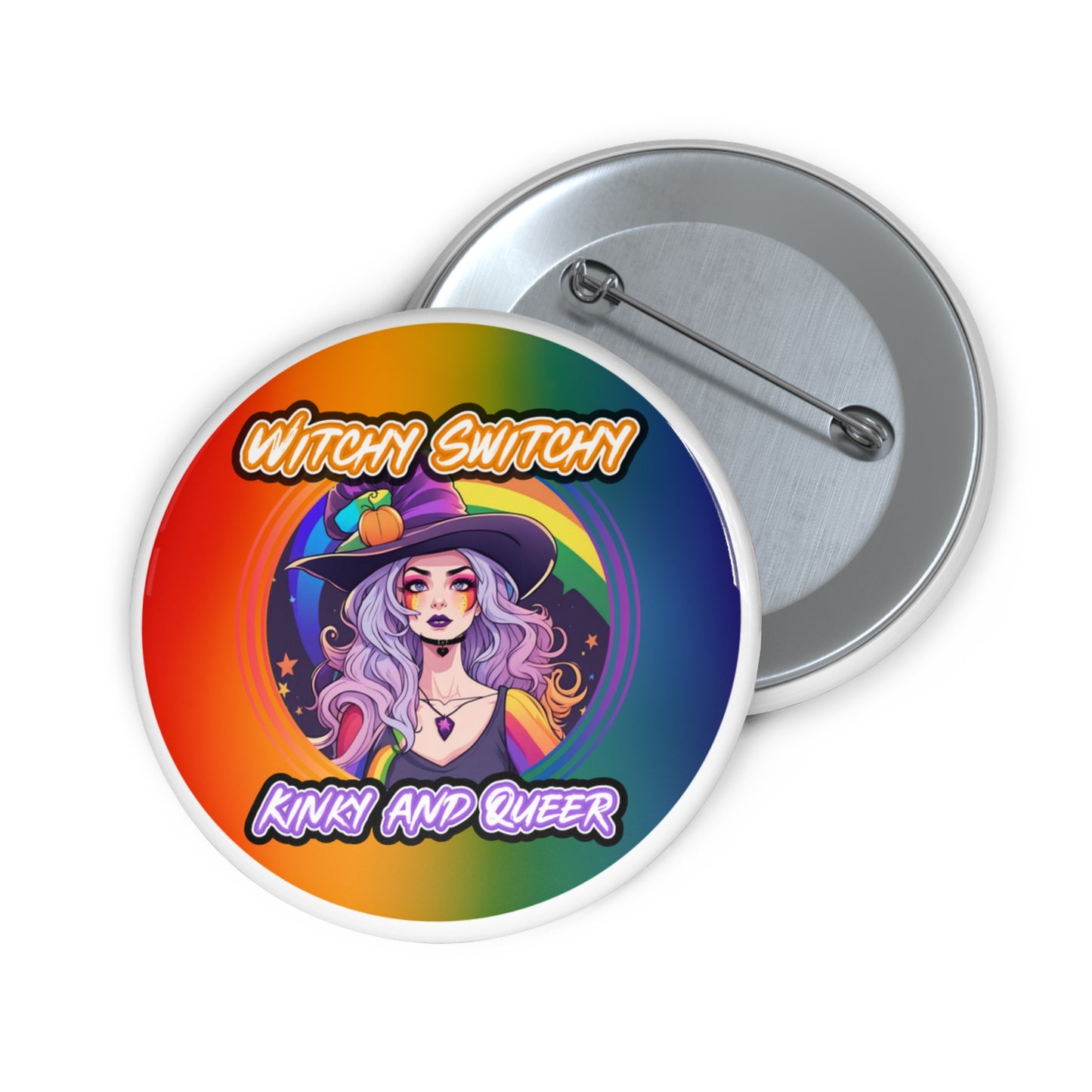 Witchy Switchy Kinky and Queer pinback button