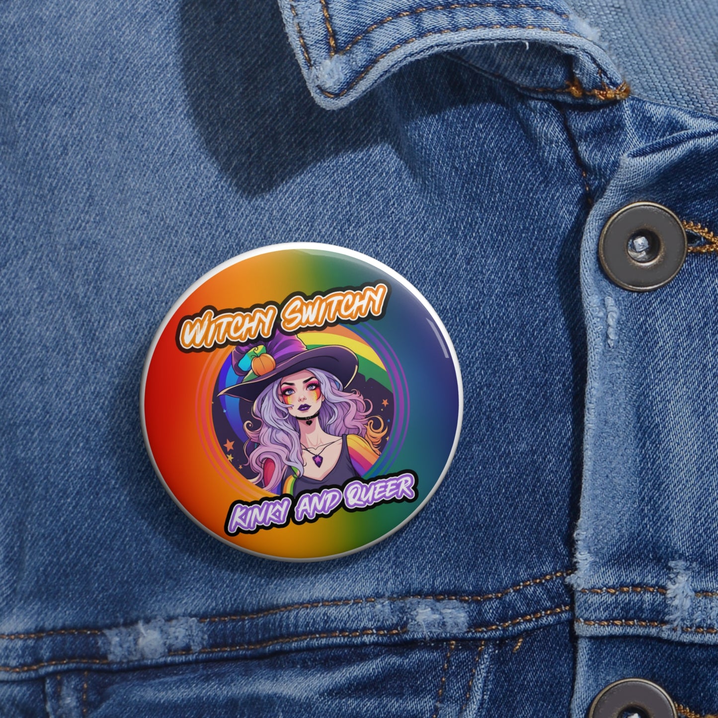 Witchy Switchy Kinky and Queer pinback button